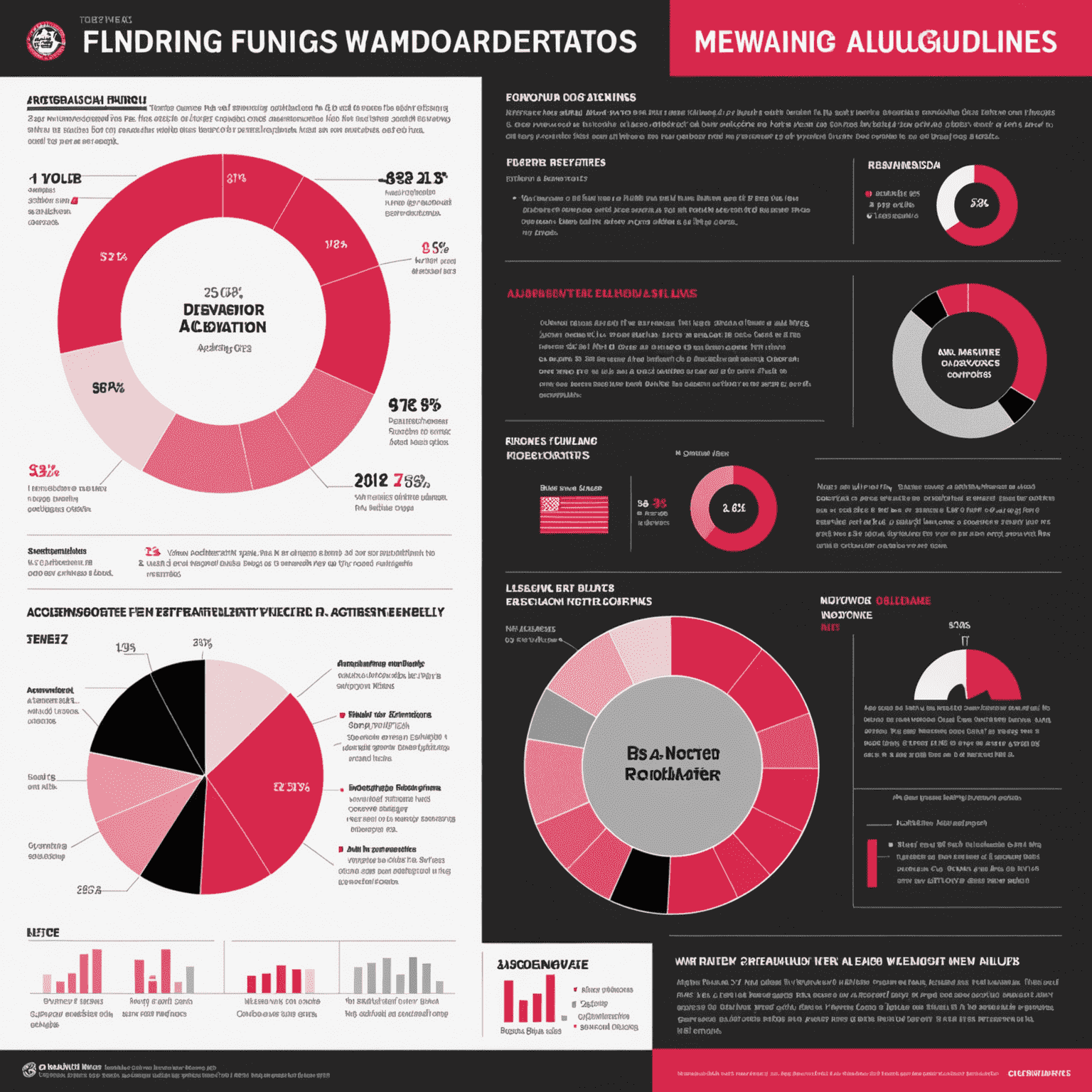 Infographic showing new funding allocation guidelines for aerodromes, with pie charts and bar graphs in red, pink, and black colors